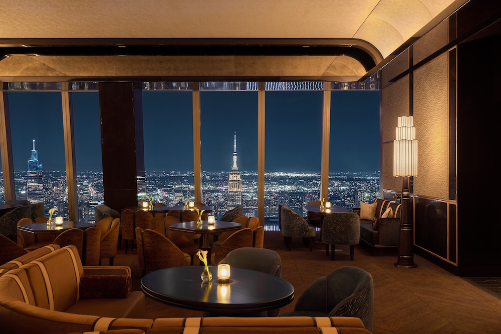 Avenue Sky Lounge with panoramic Manhattan skyline views at night