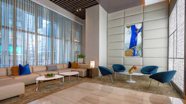 Hotel west lobby lounge with city views